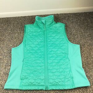 LL Bean Vest Quilted Thinsulate Insulated Full Zip Green Womens XL